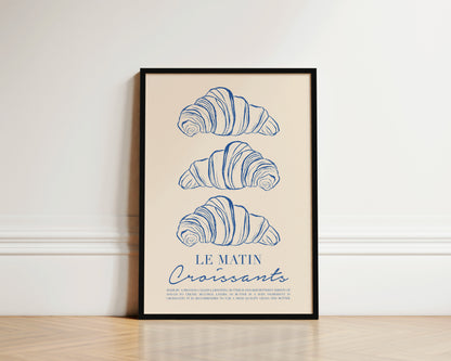 Le Matin Croissant In Blue Wall Art Print