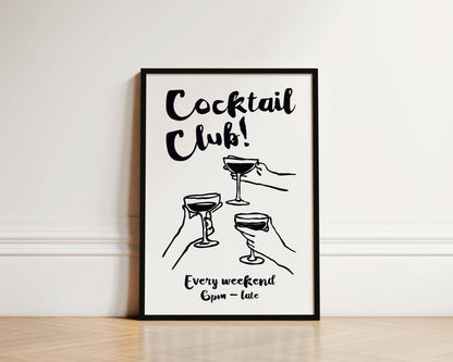 Cocktail Club In Black Wall Art Print