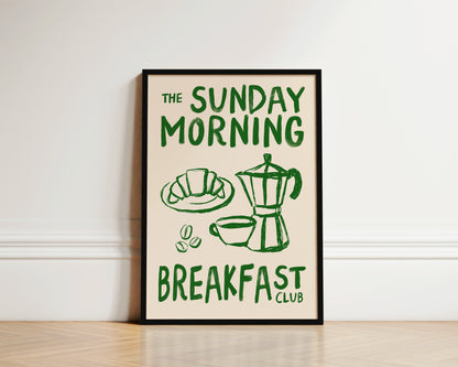 Sunday Morning Breakfast Club In Green Wall Art Print