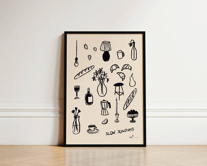 Slow Sundays In Black Wall Art Print