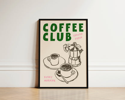 Coffee Club Green Print