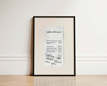 Chef Was Cute Receipt Wall Art Print