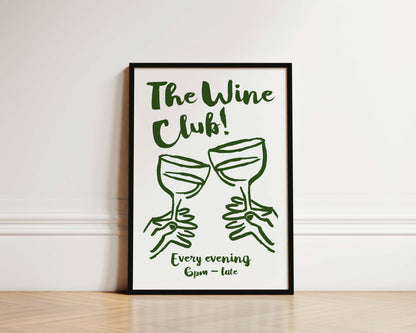 The Wine Club In Green Wall Art Print