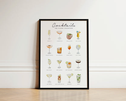 Cocktail Menu Wall Art Print