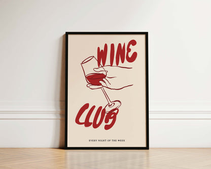 Red Wine Club Wall Art Print