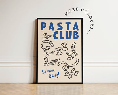 Pasta Club Shapes In Blue Wall Art Print