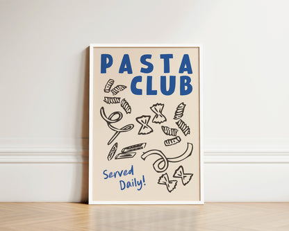 Pasta Club Shapes In Blue Wall Art Print