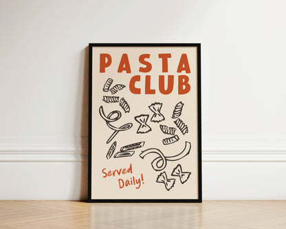 Pasta Club Shapes In Burnt Orange Wall Art Print