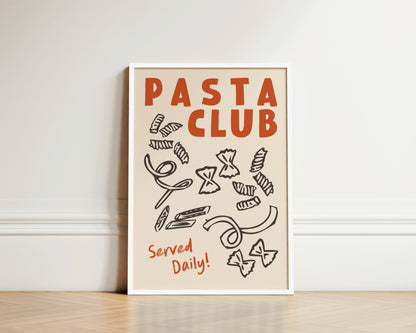 Pasta Club Shapes In Burnt Orange Wall Art Print