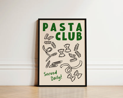 Pasta Club Shapes In Green Wall Art Print