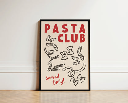 Pasta Club Shapes In Red Wall Art Print