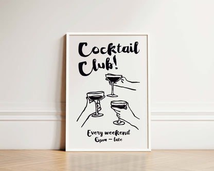 Cocktail Club In Black Wall Art Print