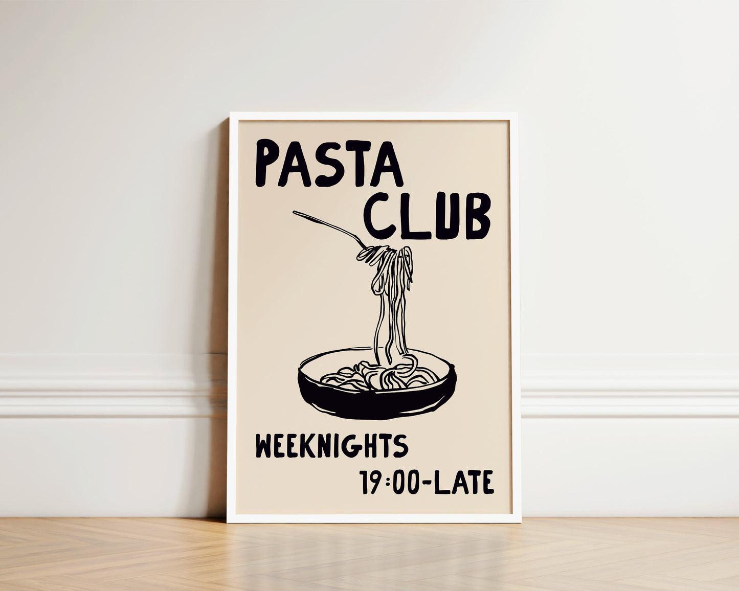 Pasta Club Black Art Print