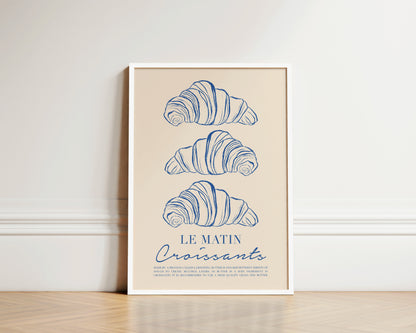 Le Matin Croissant In Blue Wall Art Print