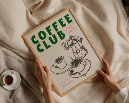 Coffee Club Green Print