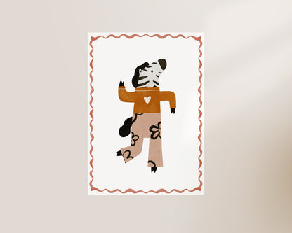 Dancing Zebra Art Wall Art Print