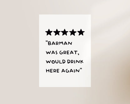 Barman Was Great Wall Art Print