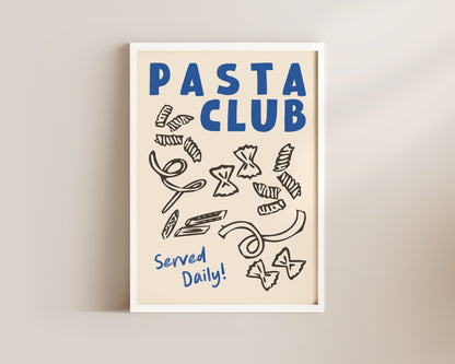 Pasta Club Shapes In Blue Wall Art Print