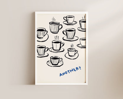 Another Coffee In Blue Wall Art Print