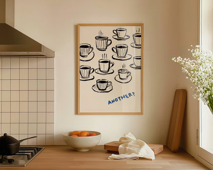 Another Coffee In Blue Wall Art Print