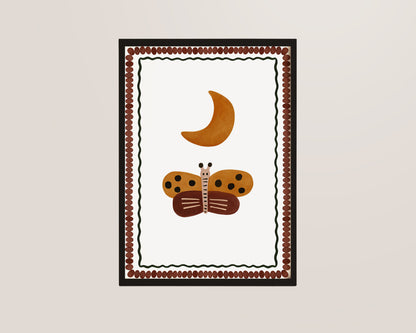 Butterfly & Moon Art Wall Art Print