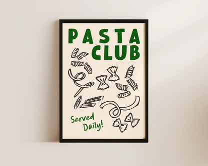 Pasta Club Shapes In Green Wall Art Print