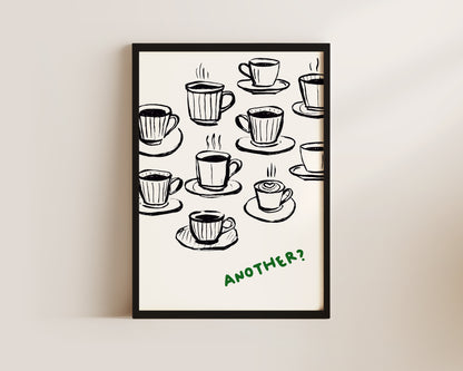 Another Coffee In Green Wall Art Print