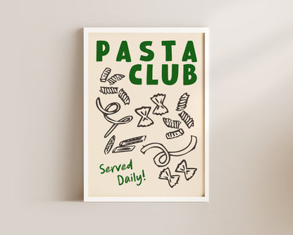 Pasta Club Shapes In Green Wall Art Print