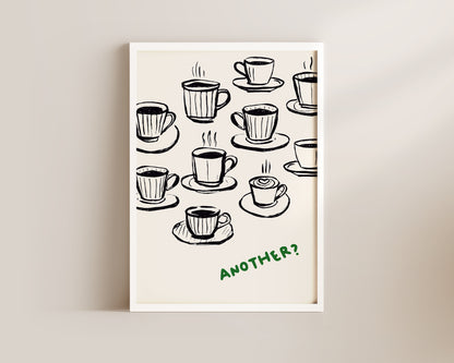 Another Coffee In Green Wall Art Print