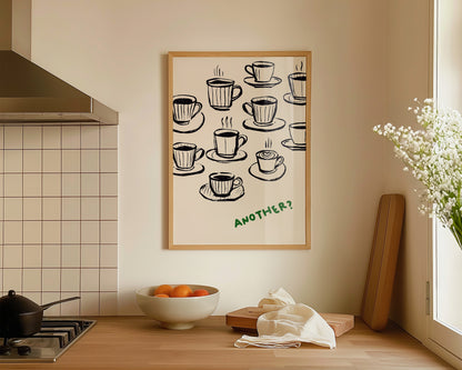 Another Coffee In Green Wall Art Print