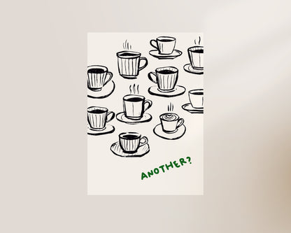 Another Coffee In Green Wall Art Print