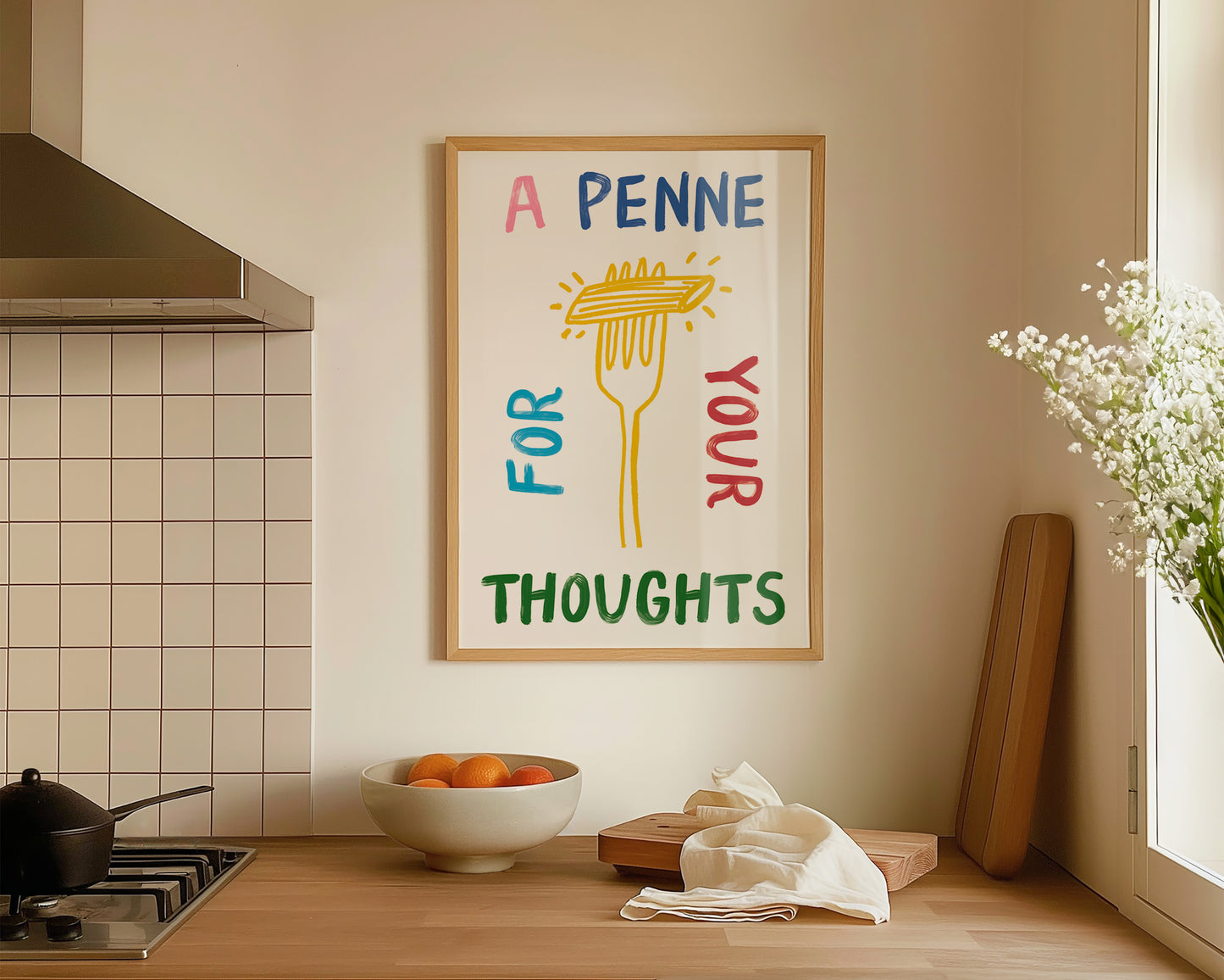 A Penne For Your Thoughts Quote Print