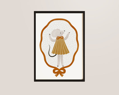 Mouse In Dress Nursery Wall Art Print