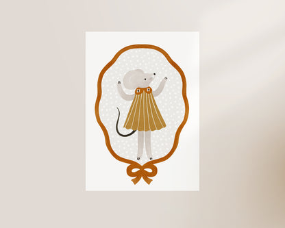 Mouse In Dress Nursery Wall Art Print
