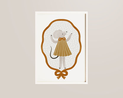 Mouse In Dress Nursery Wall Art Print