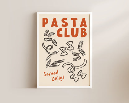 Pasta Club Shapes In Burnt Orange Wall Art Print