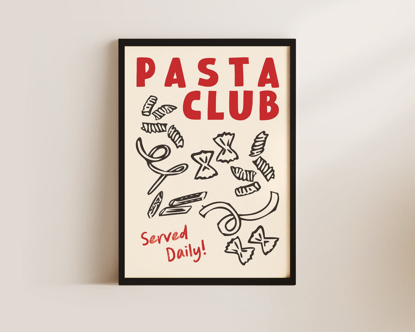 Pasta Club Shapes In Red Print