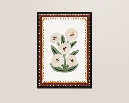 White Flowers Nursery Wall Art Print