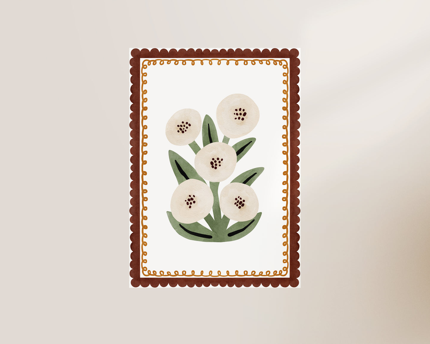 White Flowers Nursery Print