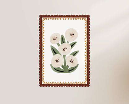 White Flowers Nursery Wall Art Print