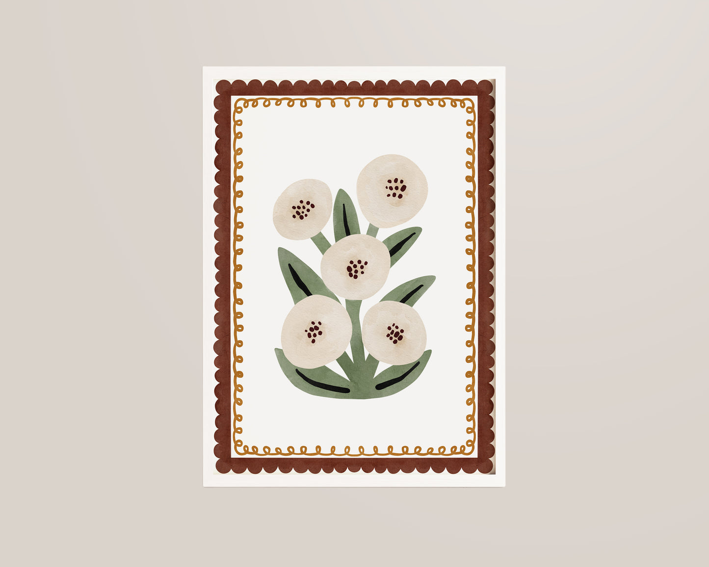 White Flowers Nursery Print