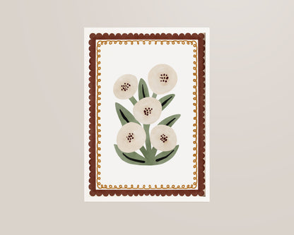 White Flowers Nursery Wall Art Print